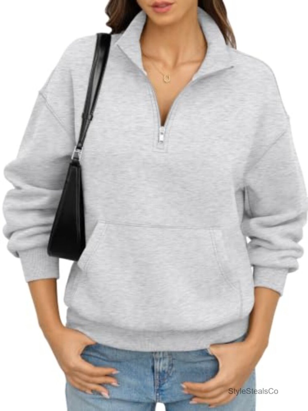Oversized Quarter Zip Fleece Sweatshirt Women's Y2K Half Zip Pullover